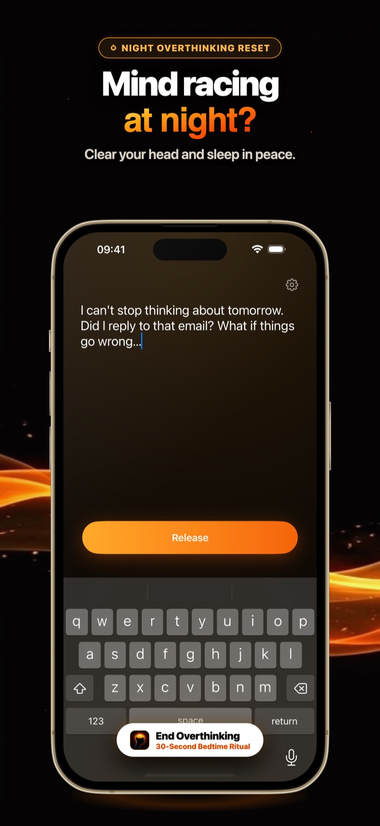 Thought Ease App - Night Overthinking Reset Screen